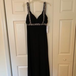 Betsy & Adam Black Floor Length Dress